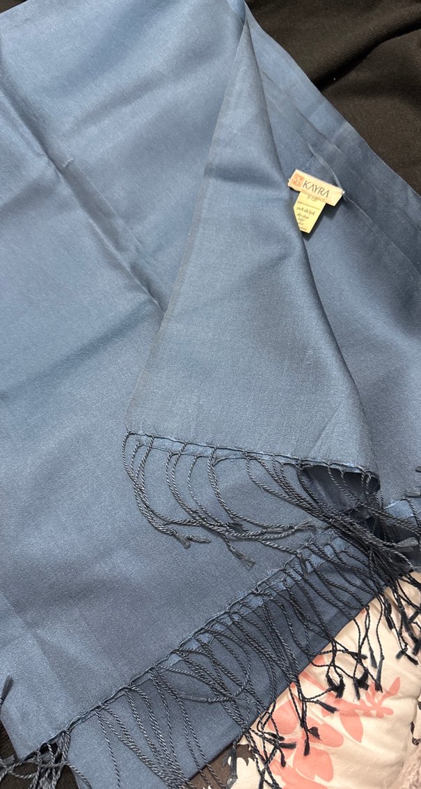 petrol mavisi İpek Kadın Şal - Görsel 3