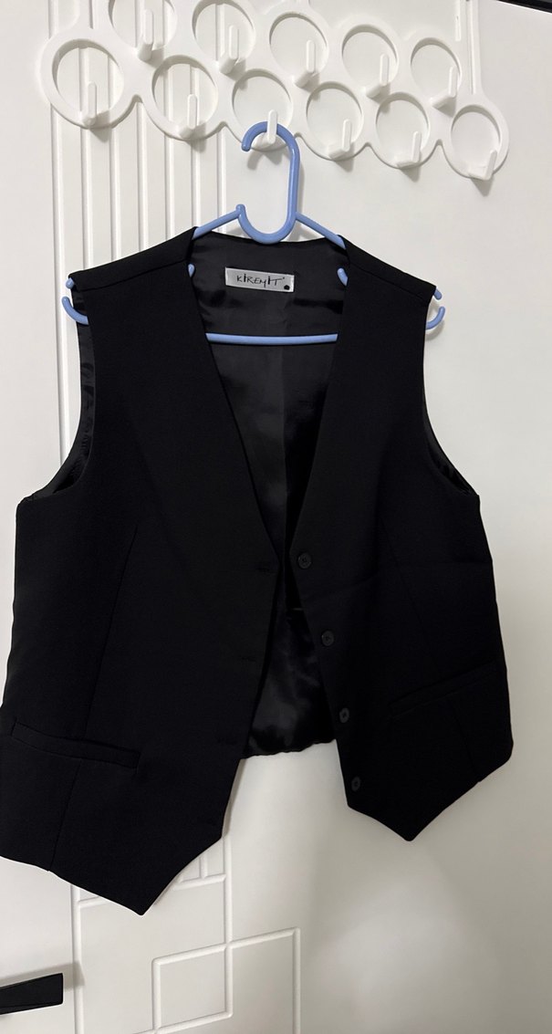 Düğmeli Siyah Kolsuz Midi Yelek - Görsel 3