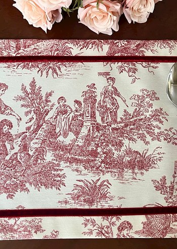 Kırmızı kadife kurdeleli Amerikan servisi - Görsel 8