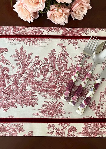 Kırmızı kadife kurdeleli Amerikan servisi - Görsel 4