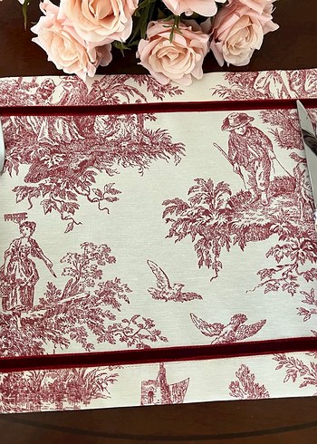 Kırmızı kadife kurdeleli Amerikan servisi - Görsel 3