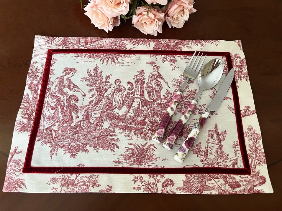 Kırmızı kadife kurdeleli Amerikan servisi - Görsel 4