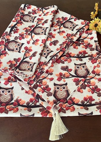 Baykuş Desenli Bohem Masa Örtüsü - Görsel 6