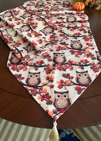 Baykuş Desenli Bohem Masa Örtüsü - Görsel 8