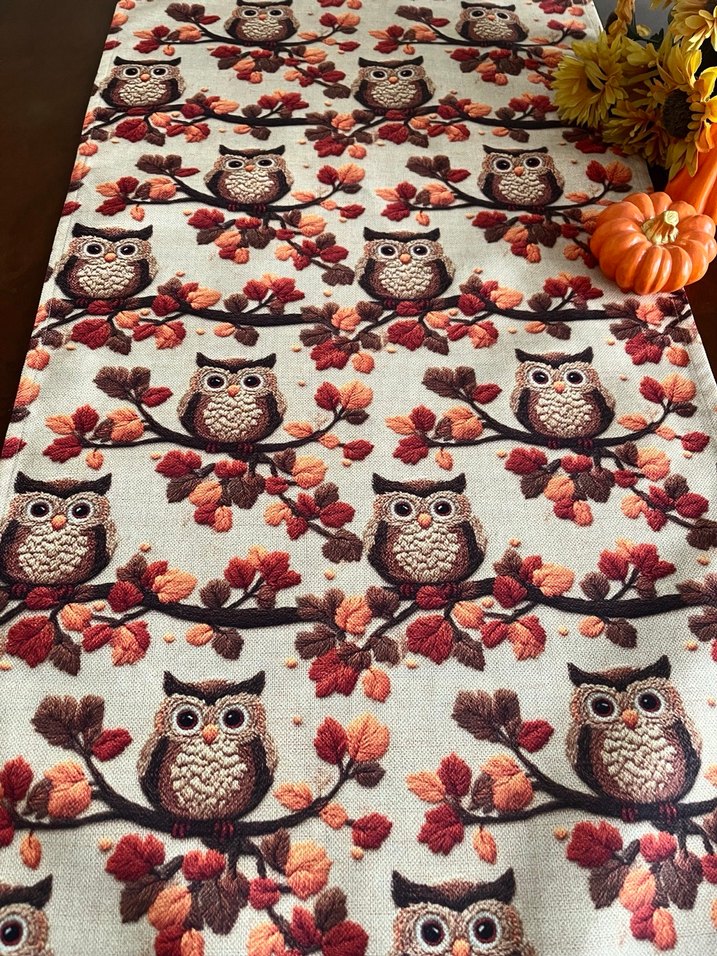 Baykuş Desenli Bohem Masa Örtüsü - Görsel 4