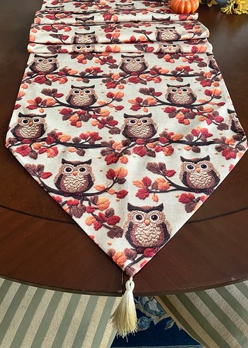Baykuş desenli çok renkli bohem masa örtüsü runner - Görsel 5