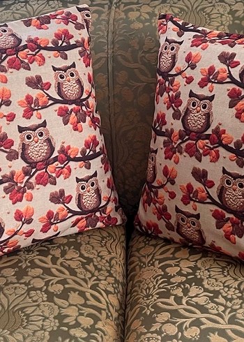 Kahverengi Nakışlı Baykuş Desenli Bohem Yastık - Görsel 9