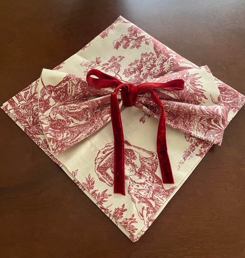 Kırmızı renk Fransız köylüleri desenli kumaş peçete - Görsel 3