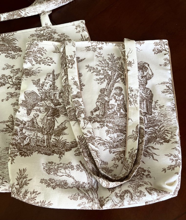 Bez çanta Fransız köylüleri desenli bej - Görsel 4