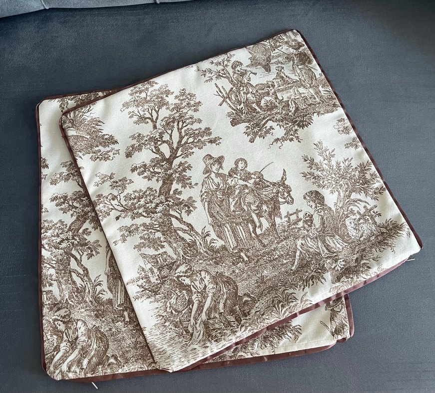 Kırlent Fransız köylüleri bej duck kumaş biyeli - Görsel 2