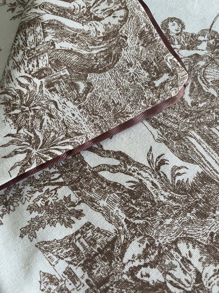 Kırlent Fransız köylüleri bej duck kumaş biyeli - Görsel 3