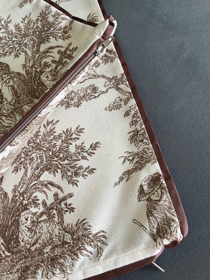 Kırlent Fransız köylüleri bej duck kumaş biyeli - Görsel 5