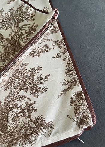 Kahve rengi Fransız köylüleri desenli  biyeli dekoratif - Görsel 3