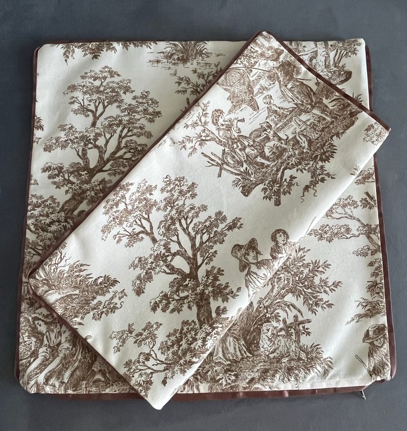 Kahve rengi Fransız köylüleri desenli  biyeli dekoratif - Görsel 2