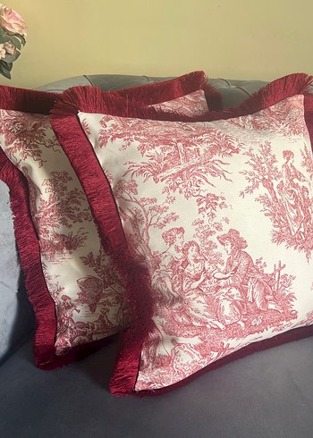 Bordo Desenli Klasik Dekoratif Kırlent - Görsel 4