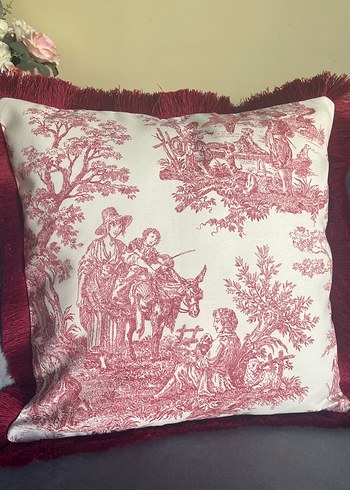 Bordo Desenli Klasik Dekoratif Kırlent - Görsel 6