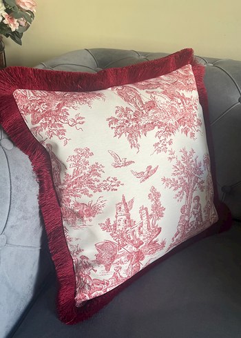 Bordo Desenli Klasik Dekoratif Kırlent - Görsel 3