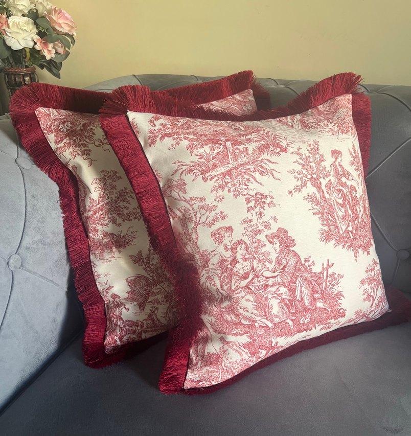 Bordo Desenli Klasik Dekoratif Kırlent - Görsel 4