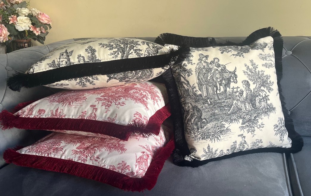 Bordo Desenli Klasik Dekoratif Kırlent - Görsel 5