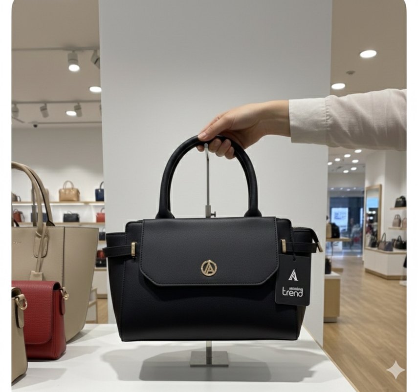 Klasik Siyah Deri Kadın Çanta - Görsel 2