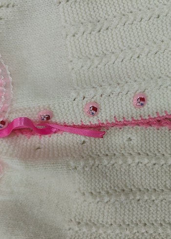 Nakışlı Pembe Bohem Kız Triko Yelek - Görsel 2