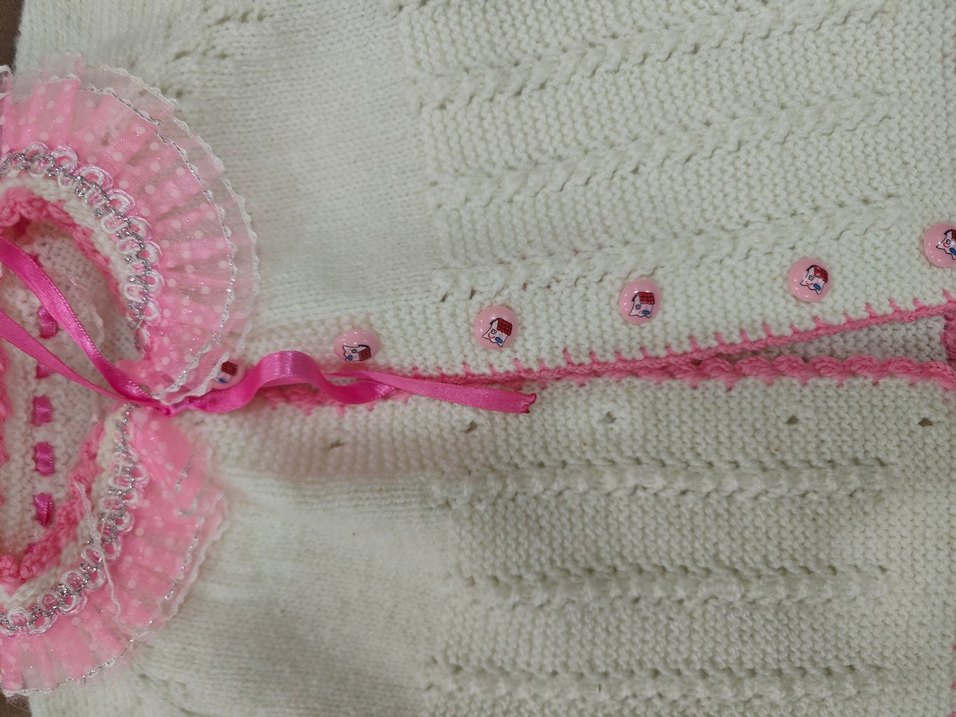 Nakışlı Pembe Bohem Kız Triko Yelek - Görsel 2