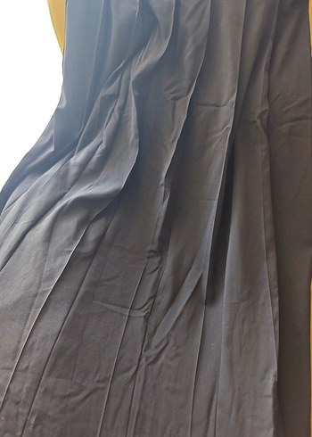 Kadın Siyah Uzun Pilili Keten Etek - Görsel 3