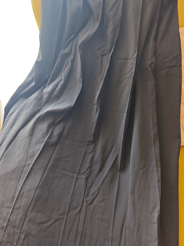 Kadın Siyah Uzun Pilili Keten Etek - Görsel 3