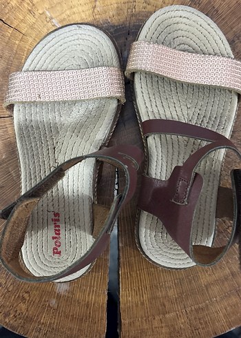 Kahverengi Deri Toka Detaylı kız çocuk Sandalet - Görsel 2