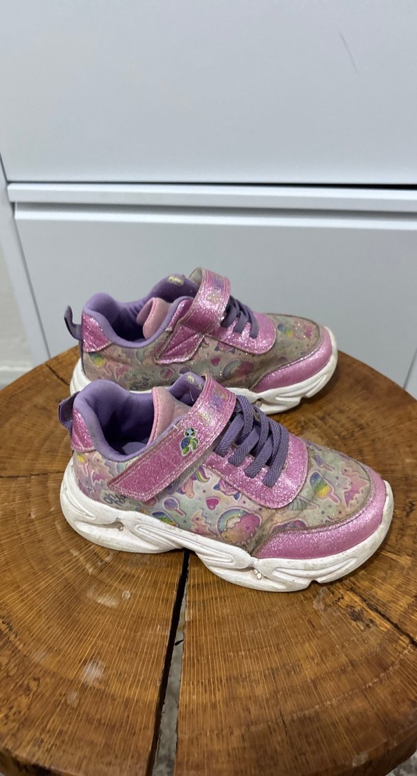 Kız Çocuk Mor Bağcıklı ve Cırt Cırtlı Spor Ayakkabı - Görsel 2