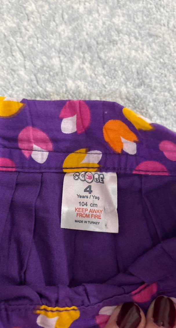 Renkli Bağlama Desenli Mor Kız Çocuk Etek - Görsel 2