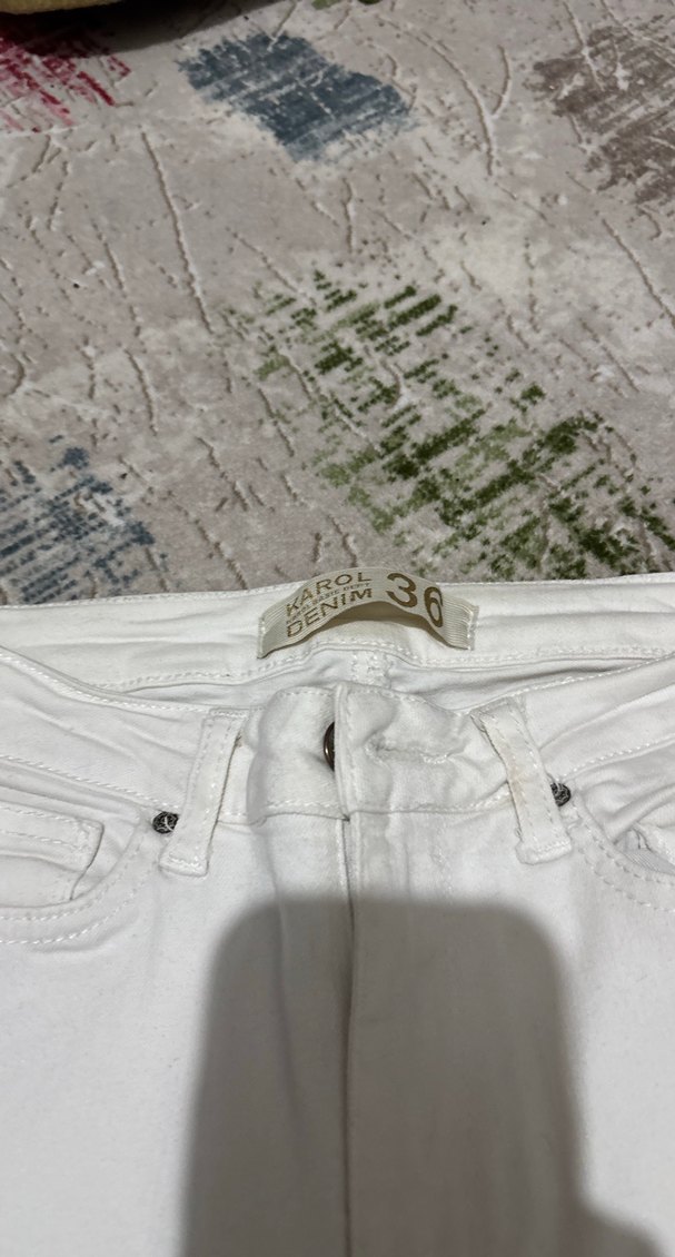 Beyaz Regular Fit Kadın Kot Pantolon - Görsel 2