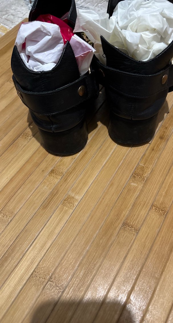 Zincir Detaylı Siyah Biker Deri Bot - Görsel 3