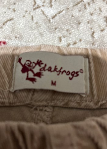 Bej Düğmeli Kadın Denim Pantolon kadife - Görsel 3