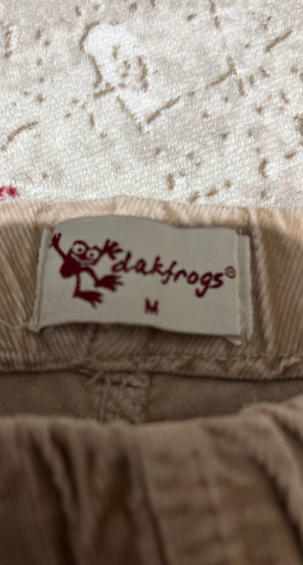 Bej Düğmeli Kadın Denim Pantolon kadife - Görsel 3