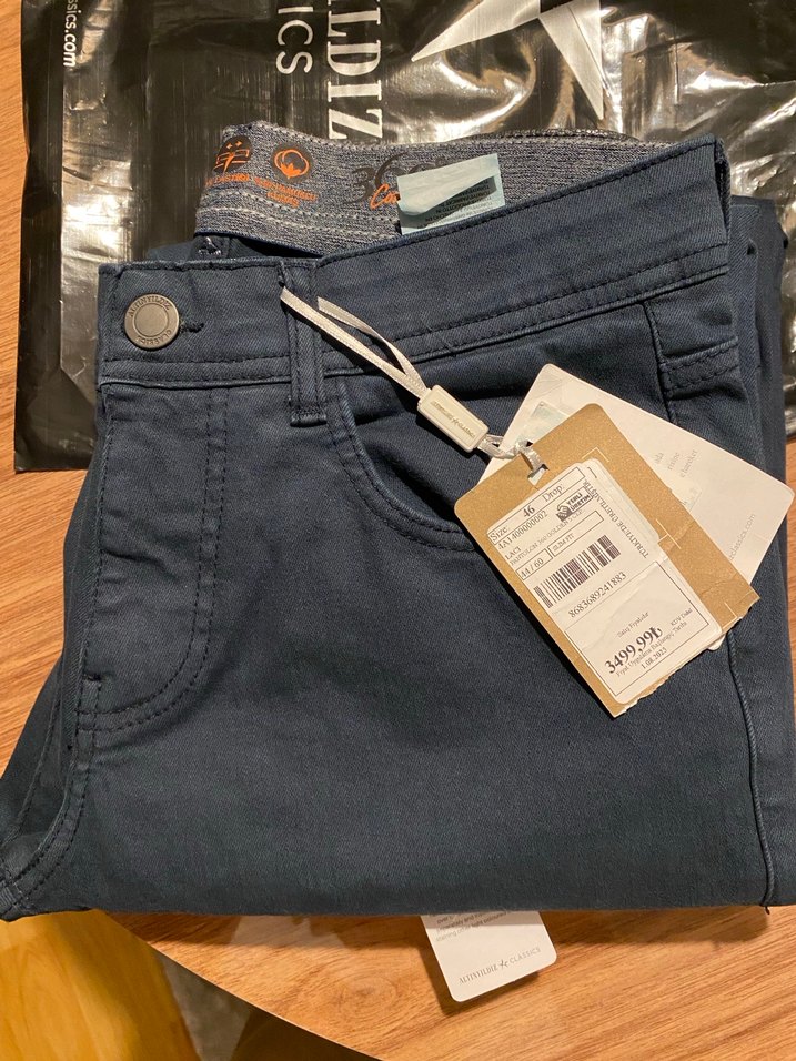 Düğmeli Lacivert Denim Erkek Pantolon - Görsel 3