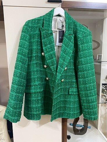 Zara Tüvid yeşil blazer ceket