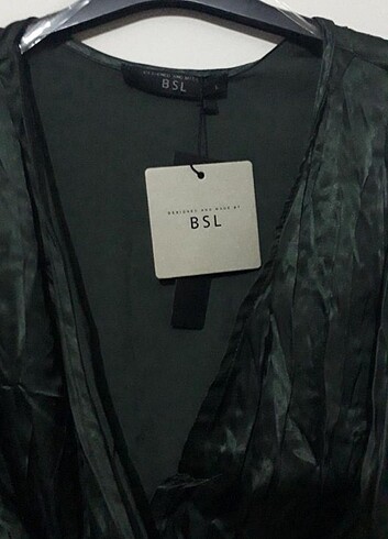 BSL FASHION Kruvaze ördek yeşili buluz