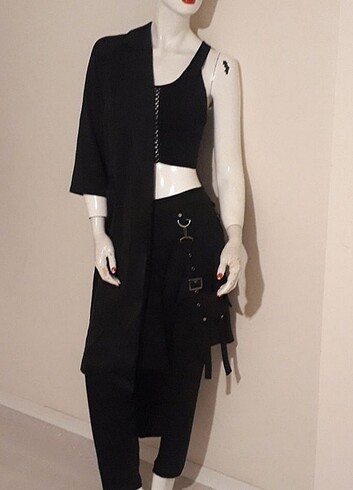 l Beden siyah Renk Caraclan özel tasarım siyah cep detaylı şalvar pantolon