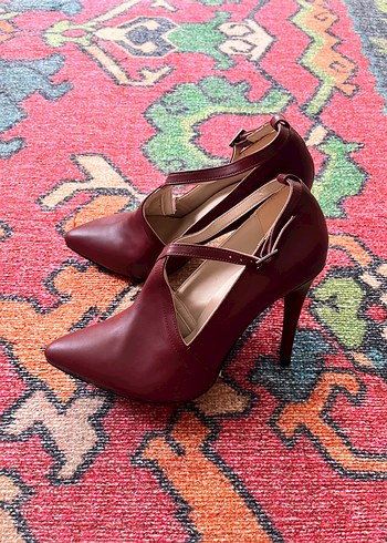 37 Beden bordo Renk Bordo Deri Stiletto