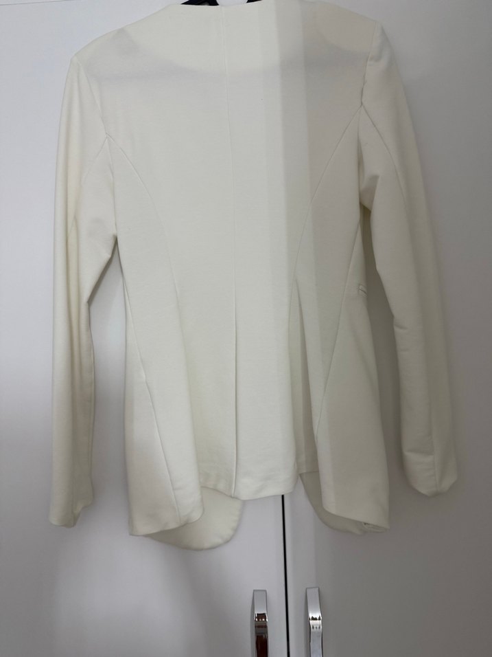 Beyaz Kadın Düğmeli Blazer Ceket - Görsel 3