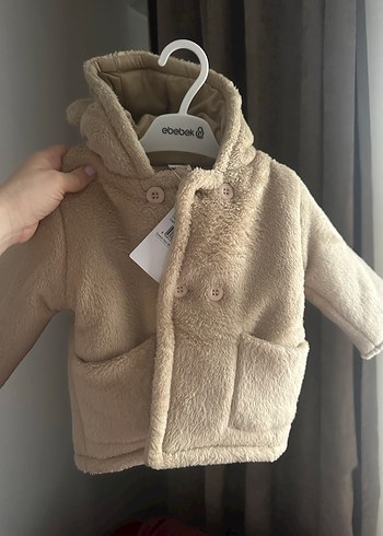 Bebek Bej Peluş Mont - Görsel 3