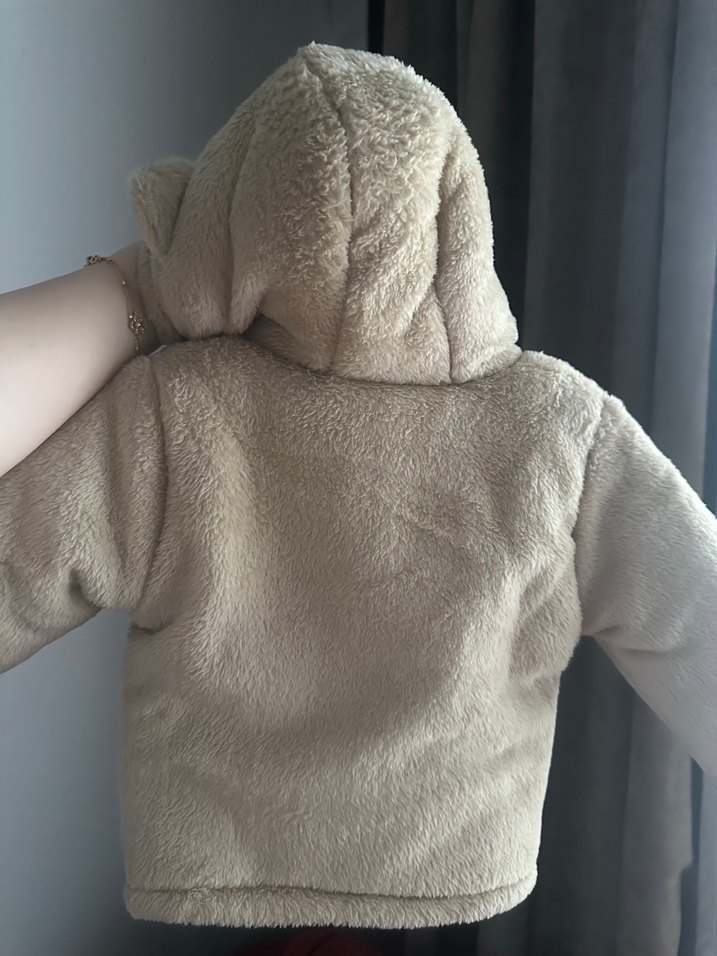 Bebek Bej Peluş Mont - Görsel 5