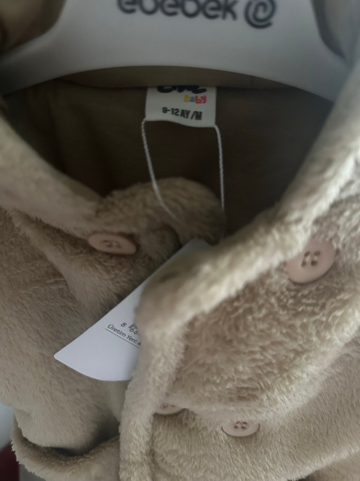 Bebek Bej Peluş Mont - Görsel 4