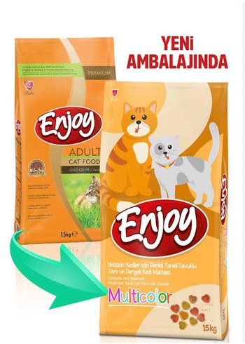 Enjoy Multicolor Tavuklu Yetişkin Kedi Maması 15 kg