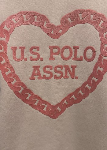 U.S. Polo Assn. Pembe Nakışlı kız çocuk Sweatshirt - Görsel 3