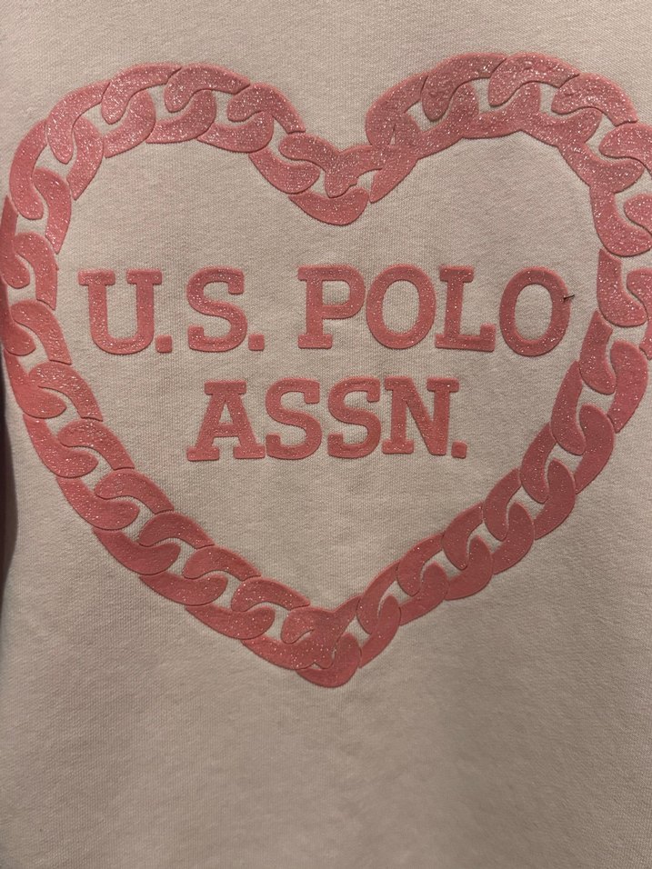 U.S. Polo Assn. Pembe Nakışlı kız çocuk Sweatshirt - Görsel 3