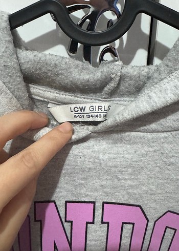 Gri Kapüşonlu Baskılı kız çocuk Sweatshirt - Görsel 2