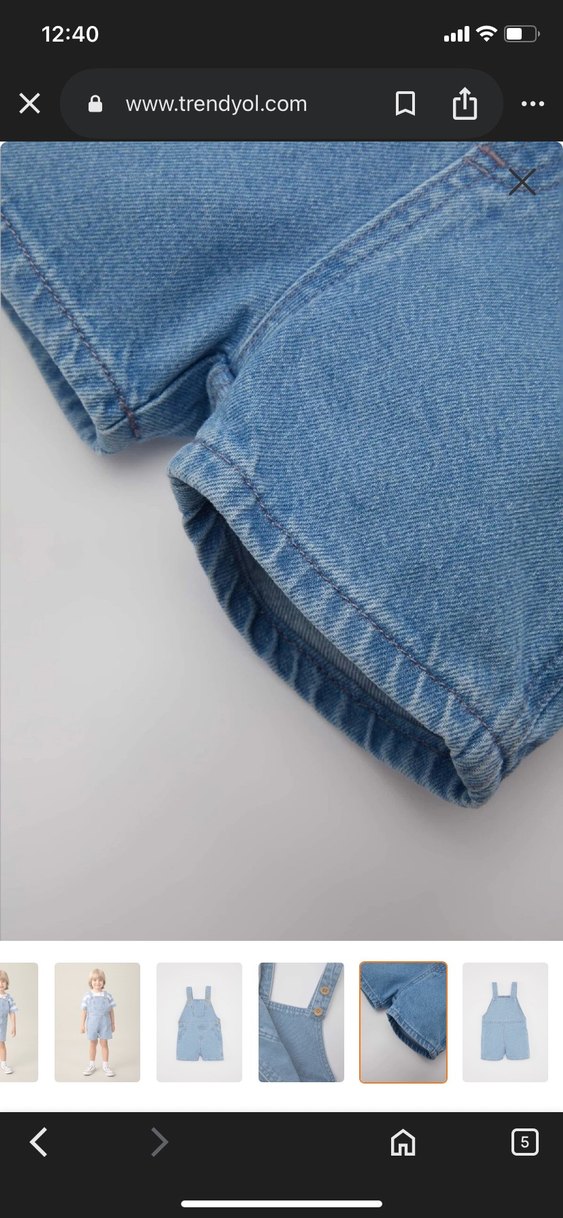 Defacto Erkek Çocuk Mavi Denim Şort Salopet - Görsel 5