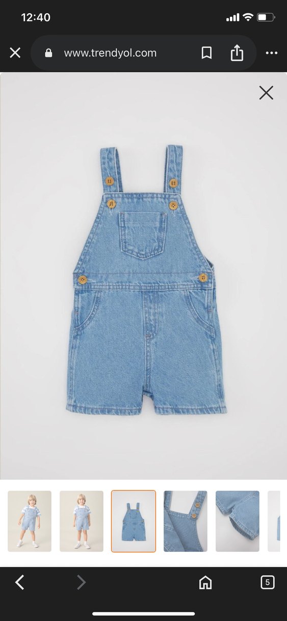 Defacto Erkek Çocuk Mavi Denim Şort Salopet - Görsel 3